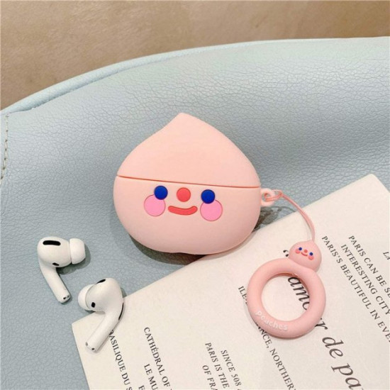 Силіконовий футляр Smile Fruits series для навушників AirPods + кільце Peach 2 Силіконовий футляр Smile Fruits series для навушників AirPods + кільце Peach 2