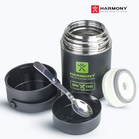 Термос для еды Harmony Black 800 мл. с ложкой и тарелкой Термос для еды Harmony Black 800 мл. с ложкой и тарелкой