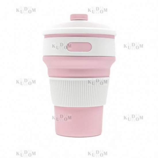 Reusable Silicone Foldable Thermal Mug with Lid Collapsible Leakproof Thermal Cup for Coffee Tea, Pink Reusable Silicone Foldable Thermal Mug with Lid Collapsible Leakproof Thermal Cup for Coffee Tea, Pink