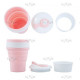 Reusable Silicone Foldable Thermal Mug with Lid Collapsible Leakproof Thermal Cup for Coffee Tea, Pink Reusable Silicone Foldable Thermal Mug with Lid Collapsible Leakproof Thermal Cup for Coffee Tea, Pink