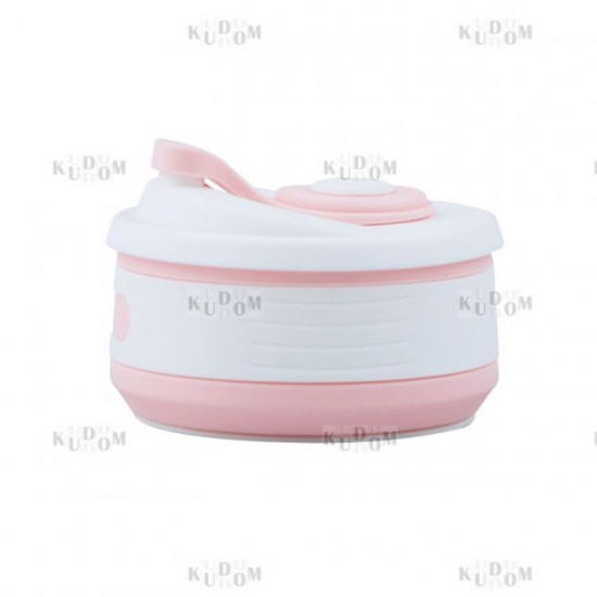 Reusable Silicone Foldable Thermal Mug with Lid Collapsible Leakproof Thermal Cup for Coffee Tea, Pink Reusable Silicone Foldable Thermal Mug with Lid Collapsible Leakproof Thermal Cup for Coffee Tea, Pink
