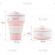 Reusable Silicone Foldable Thermal Mug with Lid Collapsible Leakproof Thermal Cup for Coffee Tea, Pink Reusable Silicone Foldable Thermal Mug with Lid Collapsible Leakproof Thermal Cup for Coffee Tea, Pink