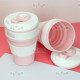 Reusable Silicone Foldable Thermal Mug with Lid Collapsible Leakproof Thermal Cup for Coffee Tea, Pink Reusable Silicone Foldable Thermal Mug with Lid Collapsible Leakproof Thermal Cup for Coffee Tea, Pink