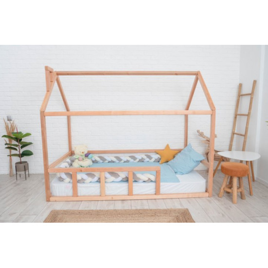 Children's bed Montessori house BUSY WOOD floor model 2 190x90 cm natural wood Children's bed Montessori house BUSY WOOD floor model 2 190x90 cm natural wood