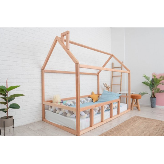 Children's bed Montessori house BUSY WOOD floor model 2 190x90 cm natural wood Children's bed Montessori house BUSY WOOD floor model 2 190x90 cm natural wood