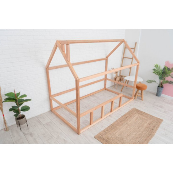 Children's bed Montessori house BUSY WOOD floor model 2 190x90 cm natural wood Children's bed Montessori house BUSY WOOD floor model 2 190x90 cm natural wood