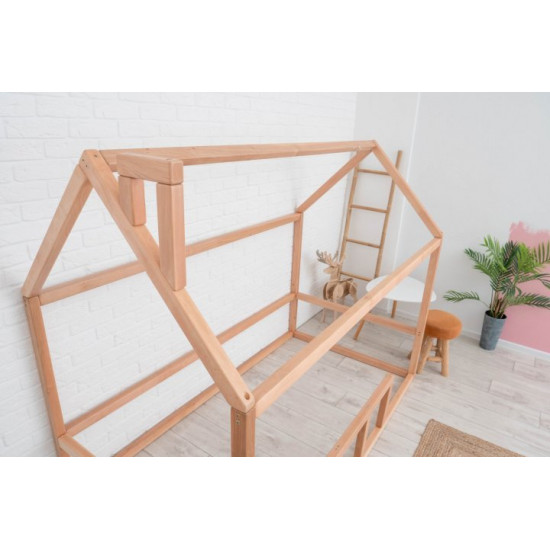 Children's bed Montessori house BUSY WOOD floor model 2 190x90 cm natural wood Children's bed Montessori house BUSY WOOD floor model 2 190x90 cm natural wood