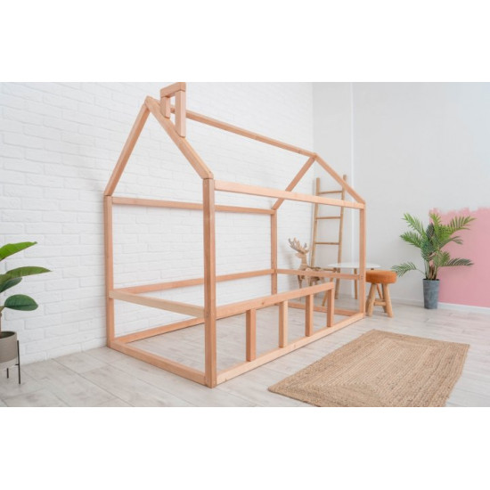 Children's bed Montessori house BUSY WOOD floor model 2 190x90 cm natural wood Children's bed Montessori house BUSY WOOD floor model 2 190x90 cm natural wood