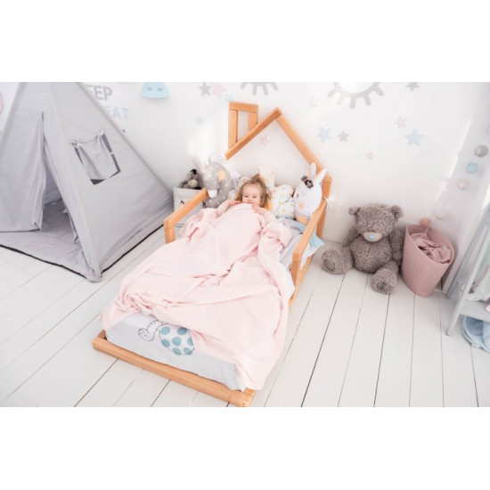 Children's bed Montessori house BUSY WOOD floor model 3 190x80 cm natural wood Children's bed Montessori house BUSY WOOD floor model 3 190x80 cm natural wood