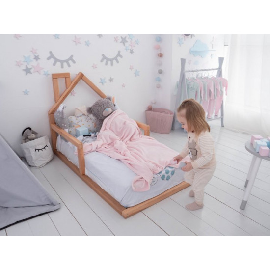 Children's bed Montessori house BUSY WOOD floor model 3 190x80 cm natural wood Children's bed Montessori house BUSY WOOD floor model 3 190x80 cm natural wood