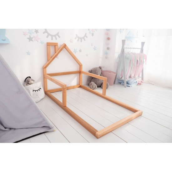 Children's bed Montessori house BUSY WOOD floor model 3 190x90 cm natural wood Children's bed Montessori house BUSY WOOD floor model 3 190x90 cm natural wood