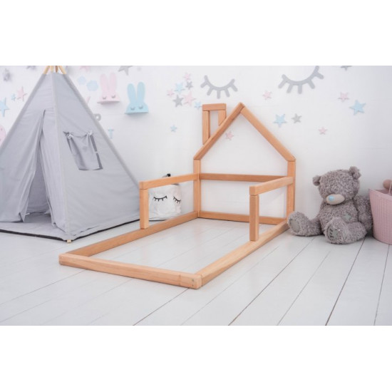 Children's bed Montessori house BUSY WOOD floor model 3 190x90 cm natural wood Children's bed Montessori house BUSY WOOD floor model 3 190x90 cm natural wood