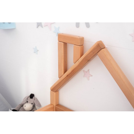 Children's bed Montessori house BUSY WOOD floor model 3 190x90 cm natural wood Children's bed Montessori house BUSY WOOD floor model 3 190x90 cm natural wood