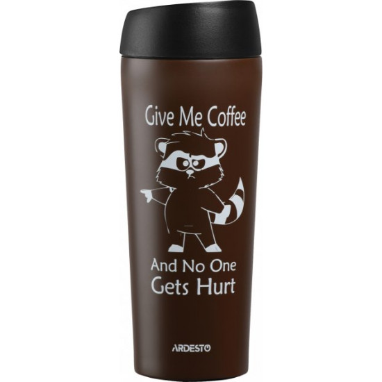 Термочашка Ardesto Coffee time Raccoon 450 мл Коричневая (AR2645DML) Термочашка Ardesto Coffee time Raccoon 450 мл Коричневая (AR2645DML)