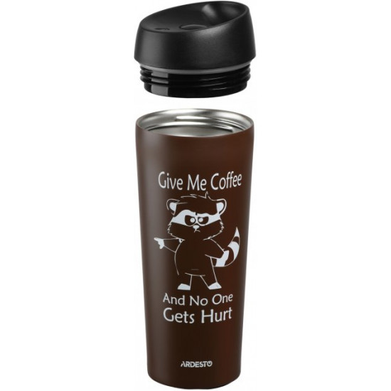 Термочашка Ardesto Coffee time Raccoon 450 мл Коричневая (AR2645DML) Термочашка Ardesto Coffee time Raccoon 450 мл Коричневая (AR2645DML)