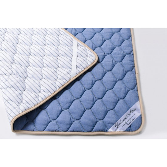 Merino wool mattress cover 160x200 Goodnight Store color Blue / White with blue stripes Merino wool mattress cover 160x200 Goodnight Store color Blue / White with blue stripes