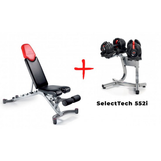 Скамья со стойкой и гантелями Bowflex SelectTech 552i Скамья со стойкой и гантелями Bowflex SelectTech 552i