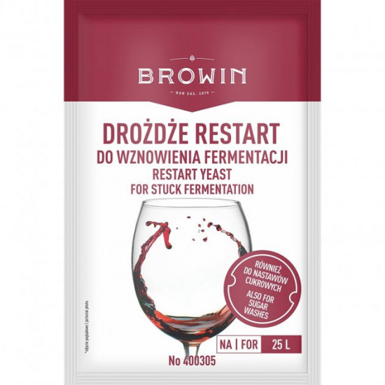Винные дрожжи Browin Restart для возобновления брожения вина, 22г Винные дрожжи Browin Restart для возобновления брожения вина, 22г