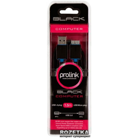 ProLink USB-A 3.0 - USB 3.0 Micro 1.5 m (PB458-0150) ProLink USB-A 3.0 - USB 3.0 Micro 1.5 m (PB458-0150)