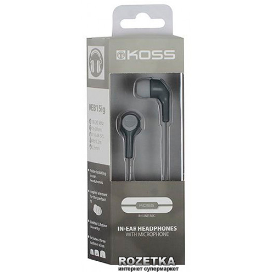 Навушники Koss KEB15i Grey (195033.101)