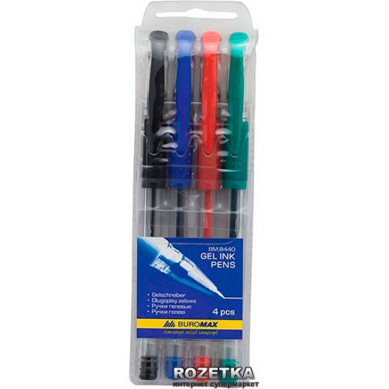 Set of gel pens 4 pcs Buromax 0.7 mm 4 colors (BM.8440) Set of gel pens 4 pcs Buromax 0.7 mm 4 colors (BM.8440)