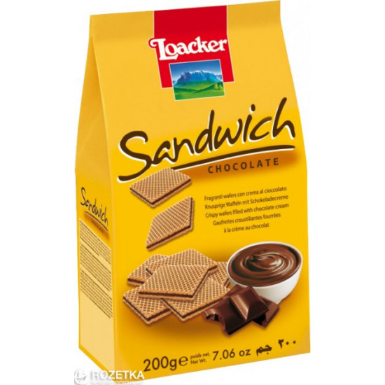 Вафлі Loacker Sandwich Chocolate 200 г (8000380004669) Вафлі Loacker Sandwich Chocolate 200 г (8000380004669)