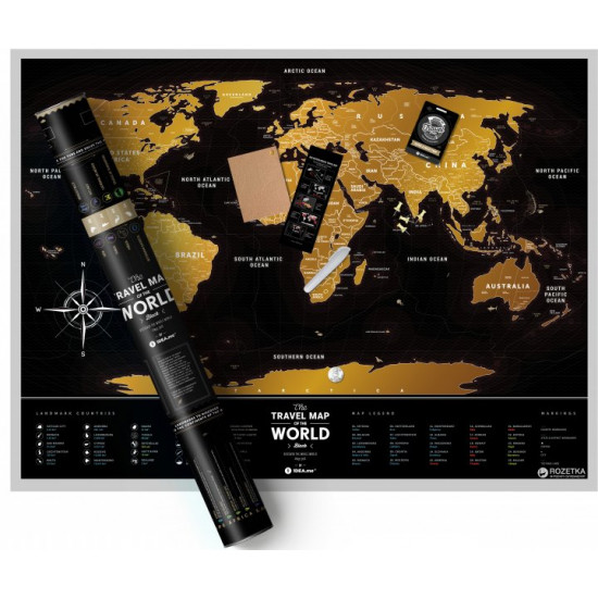 Скретч-карта світу 1DEA.me Travel Map Black World (BW) Скретч-карта світу 1DEA.me Travel Map Black World (BW)