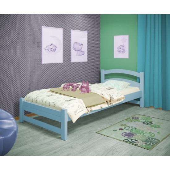 Кровать односпальная RainbowDream Милана 80х180 см голубой массив ольхи, без ящиков Кровать односпальная RainbowDream Милана 80х180 см голубой массив ольхи, без ящиков