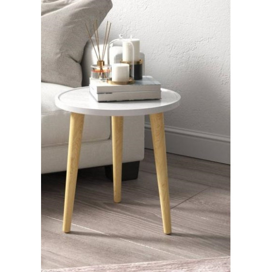 Стіл журнальний HOME HOME 400х400х430 мм, білий, матовий Стіл журнальний HOME HOME 400х400х430 мм, білий, матовий
