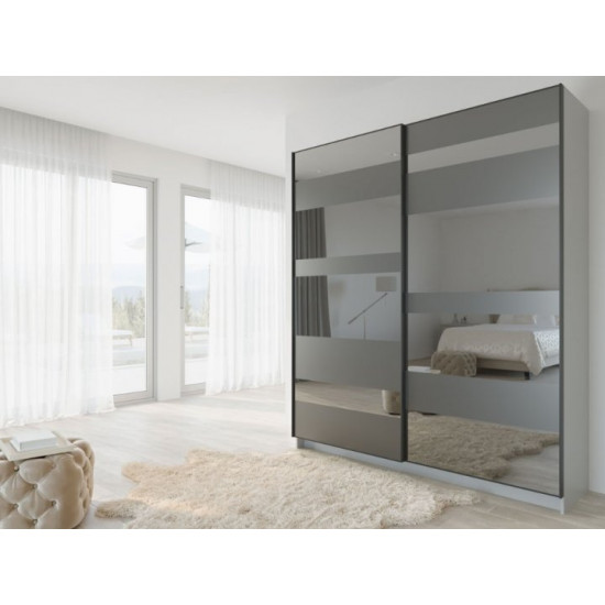 Sliding wardrobe VitalMebli VT 146 two-door 1400x550x2400 mm doors mirror graphite with pattern Sliding wardrobe VitalMebli VT 146 two-door 1400x550x2400 mm doors mirror graphite with pattern