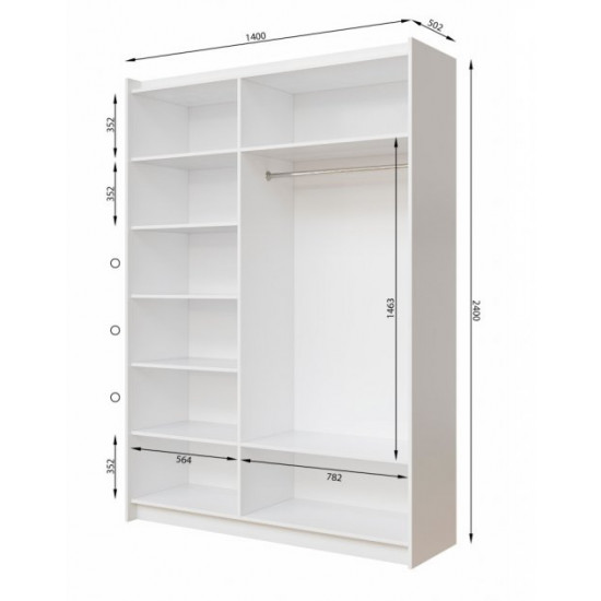 Sliding wardrobe VitalMebli VT 146 two-door 1400x550x2400 mm doors mirror graphite with pattern Sliding wardrobe VitalMebli VT 146 two-door 1400x550x2400 mm doors mirror graphite with pattern