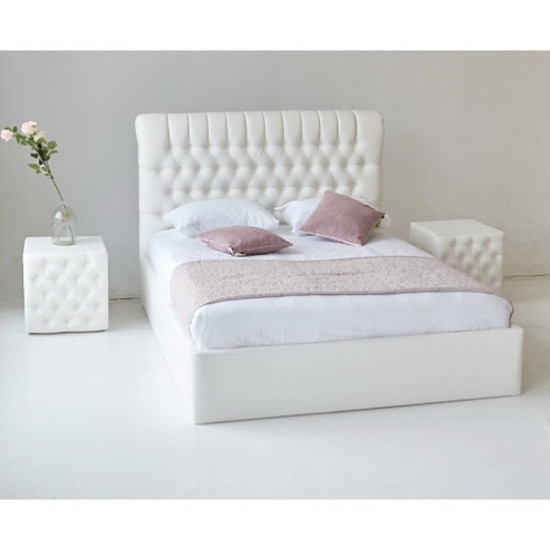 Double bed with lifting mechanism 160x200 Chester Embawood Chipboard/fibreboard/artificial leather color white Double bed with lifting mechanism 160x200 Chester Embawood Chipboard/fibreboard/artificial leather color white