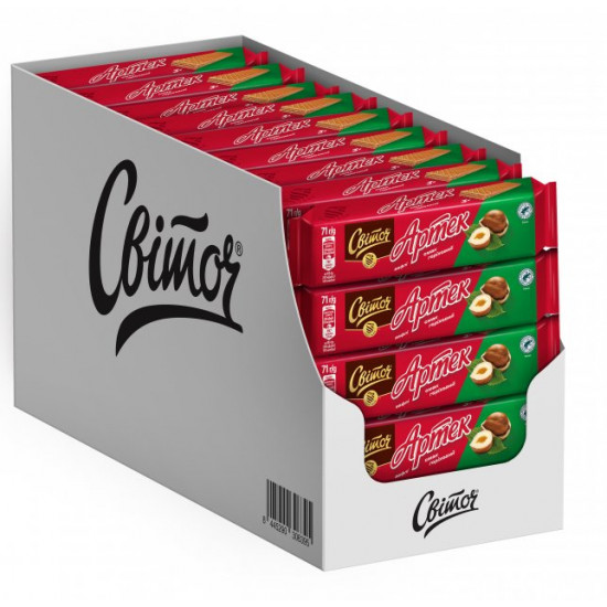 Packaging of wafers Svitoch Artek Nut flavor 71 g x 45 pcs (8445290306678) Packaging of wafers Svitoch Artek Nut flavor 71 g x 45 pcs (8445290306678)