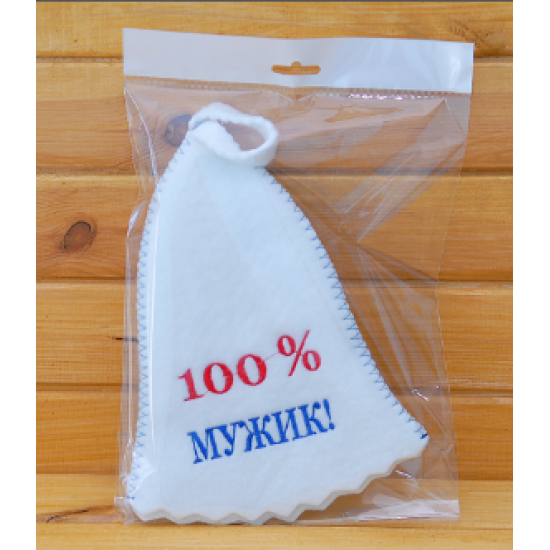 Шапка для сауни 100% мужик біла Шапка для сауни 100% мужик біла