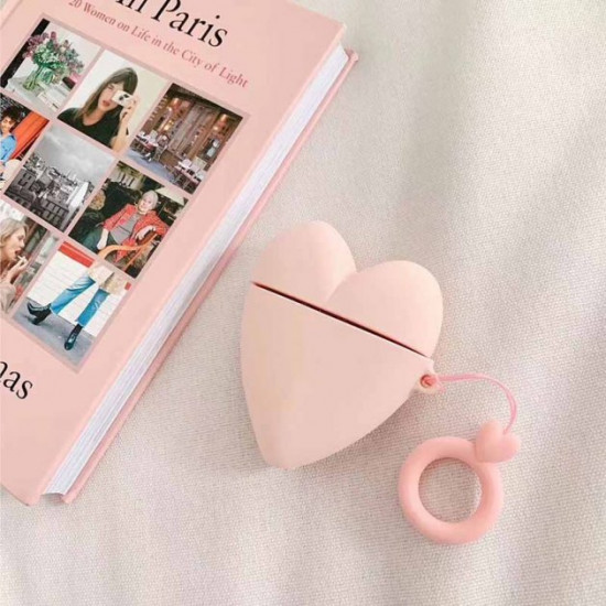 Силіконовий футляр Lucky Heart series для навушників AirPods 1/2 + кільце Рожевий Силіконовий футляр Lucky Heart series для навушників AirPods 1/2 + кільце Рожевий