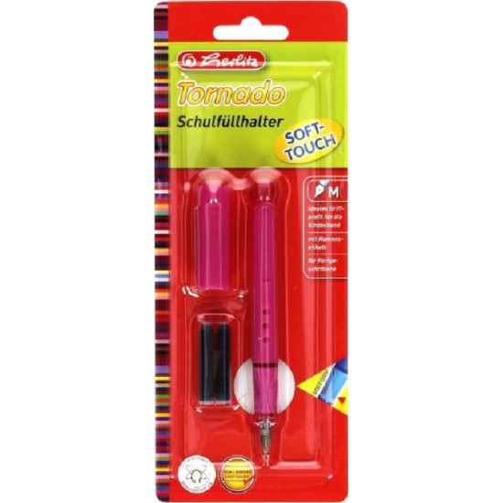 Fountain pen for right-handed Herlitz Tornado M Pink Blue Pink body (8621369P) Fountain pen for right-handed Herlitz Tornado M Pink Blue Pink body (8621369P)