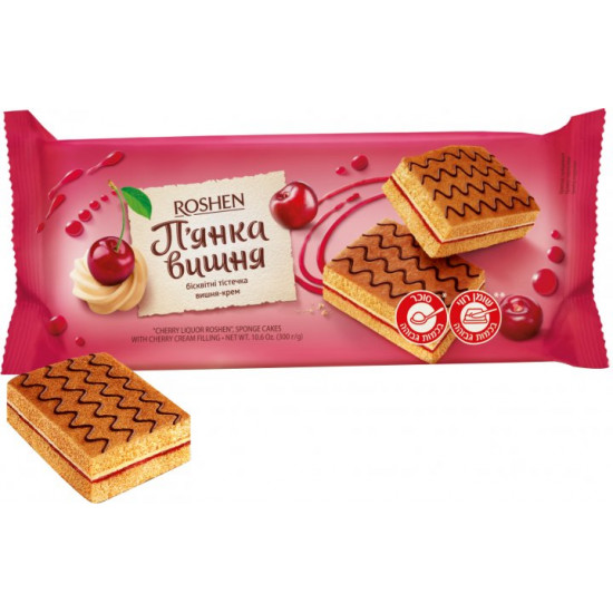Упаковка бісквітів Roshen П'яна вишня 300 г х 9 шт (4823077629358) Упаковка бісквітів Roshen П'яна вишня 300 г х 9 шт (4823077629358)