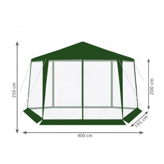 Pavilion garden tent-awning Pawilon 6 - edged with green mosquito net Pavilion garden tent-awning Pawilon 6 - edged with green mosquito net