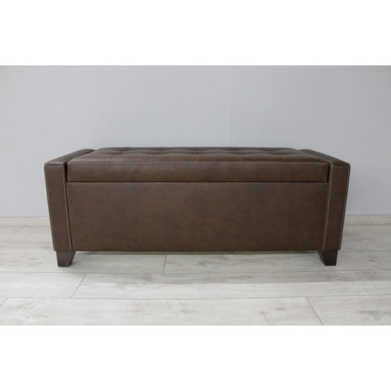 Sovalle Boston bench with drawer, brown eco-leather, wenge legs 1111-02 Sovalle Boston bench with drawer, brown eco-leather, wenge legs 1111-02