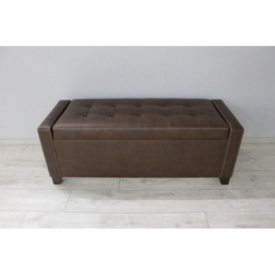 Sovalle Boston bench with drawer, brown eco-leather, wenge legs 1111-02 Sovalle Boston bench with drawer, brown eco-leather, wenge legs 1111-02