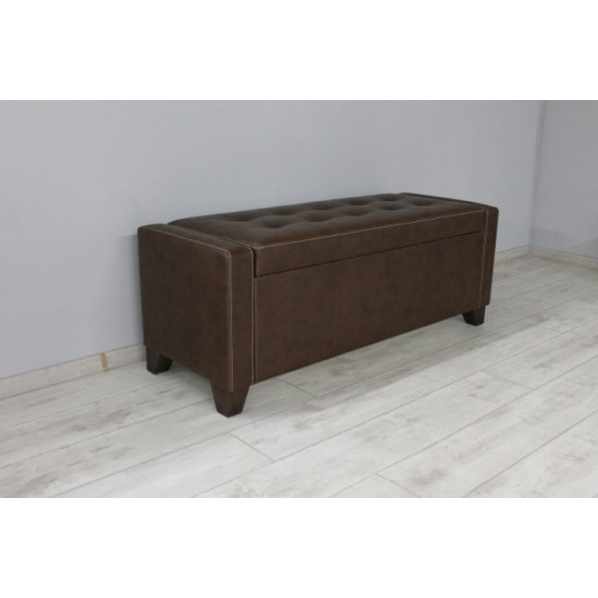 Sovalle Boston bench with drawer, brown eco-leather, wenge legs 1111-02 Sovalle Boston bench with drawer, brown eco-leather, wenge legs 1111-02