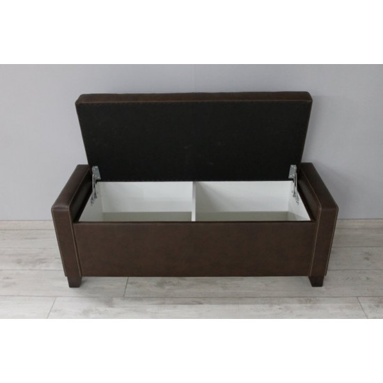 Sovalle Boston bench with drawer, brown eco-leather, wenge legs 1111-02 Sovalle Boston bench with drawer, brown eco-leather, wenge legs 1111-02