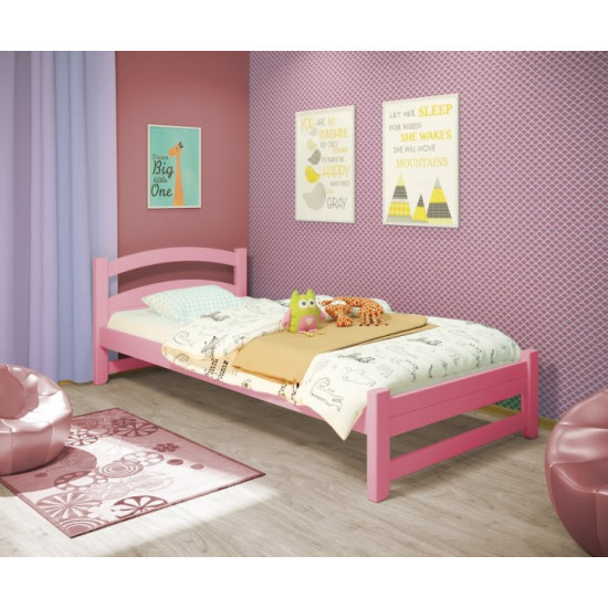 Кровать односпальная RainbowDream Милана 80х190 см розовый массив ольхи, без ящиков Кровать односпальная RainbowDream Милана 80х190 см розовый массив ольхи, без ящиков