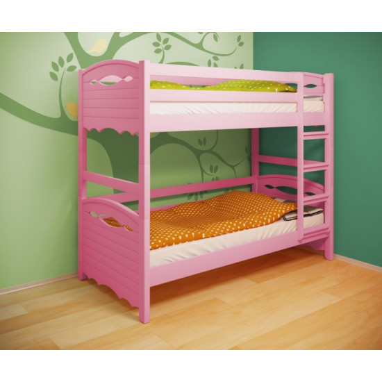 Кровать двухъярусная RainbowDream Новус 80х190 см розовый массив ольхи, без ящиков Кровать двухъярусная RainbowDream Новус 80х190 см розовый массив ольхи, без ящиков