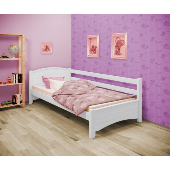 Кровать односпальная угловая RainbowDream Доминика 80х190 см белый массив ольхи, без ящиков Кровать односпальная угловая RainbowDream Доминика 80х190 см белый массив ольхи, без ящиков
