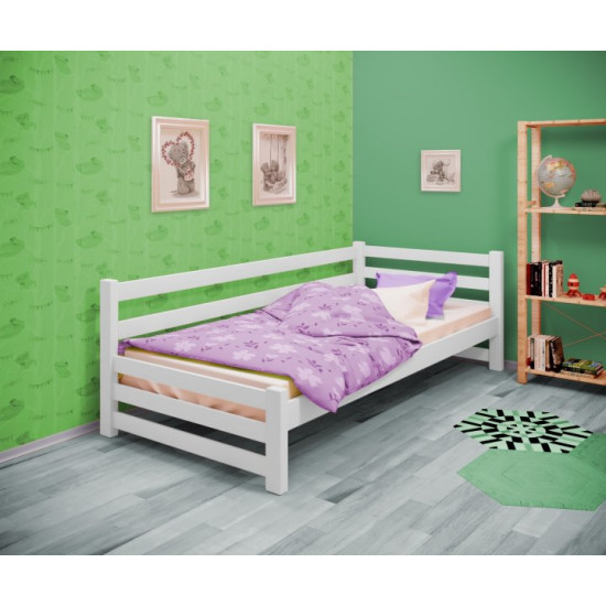 Corner single bed RainbowDream Lamia 80x190 cm white solid alder, without drawers Corner single bed RainbowDream Lamia 80x190 cm white solid alder, without drawers