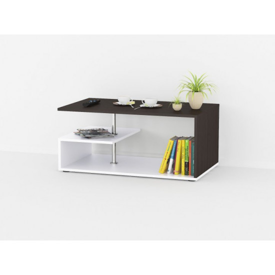 Coffee table Forte Martin W 910 / H 410 / D 526 Wenge dark - White Coffee table Forte Martin W 910 / H 410 / D 526 Wenge dark - White