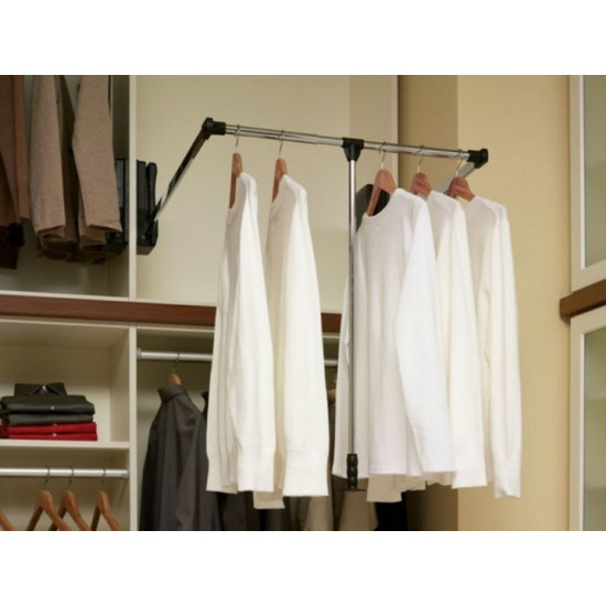 Wardrobe pantograph lift Mobius 830-1150, load 8 kg, chrome/black with LED backlight Wardrobe pantograph lift Mobius 830-1150, load 8 kg, chrome/black with LED backlight