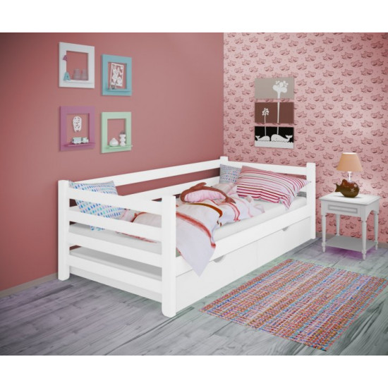 Кровать односпальная тахта RainbowDream Томас 80х190 см белый массив ольхи, с ящиками Кровать односпальная тахта RainbowDream Томас 80х190 см белый массив ольхи, с ящиками