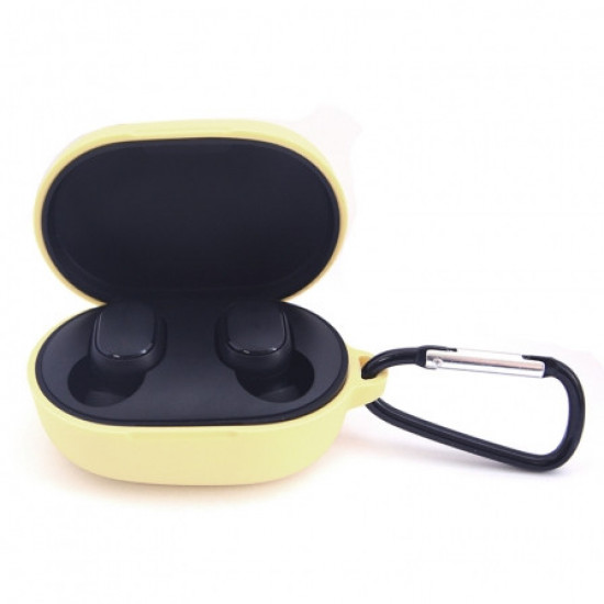 Силиконовый чехол с карабином для наушников Xiaomi AirDots 3 Yellow Желтый Силиконовый чехол с карабином для наушников Xiaomi AirDots 3 Yellow Желтый